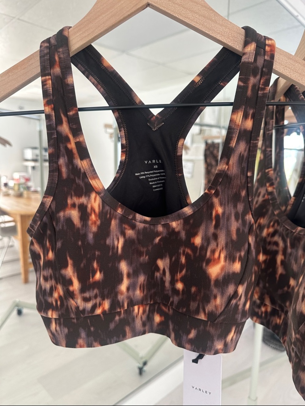 Varley Brown Tortoise-Print Racerback Sports Bra